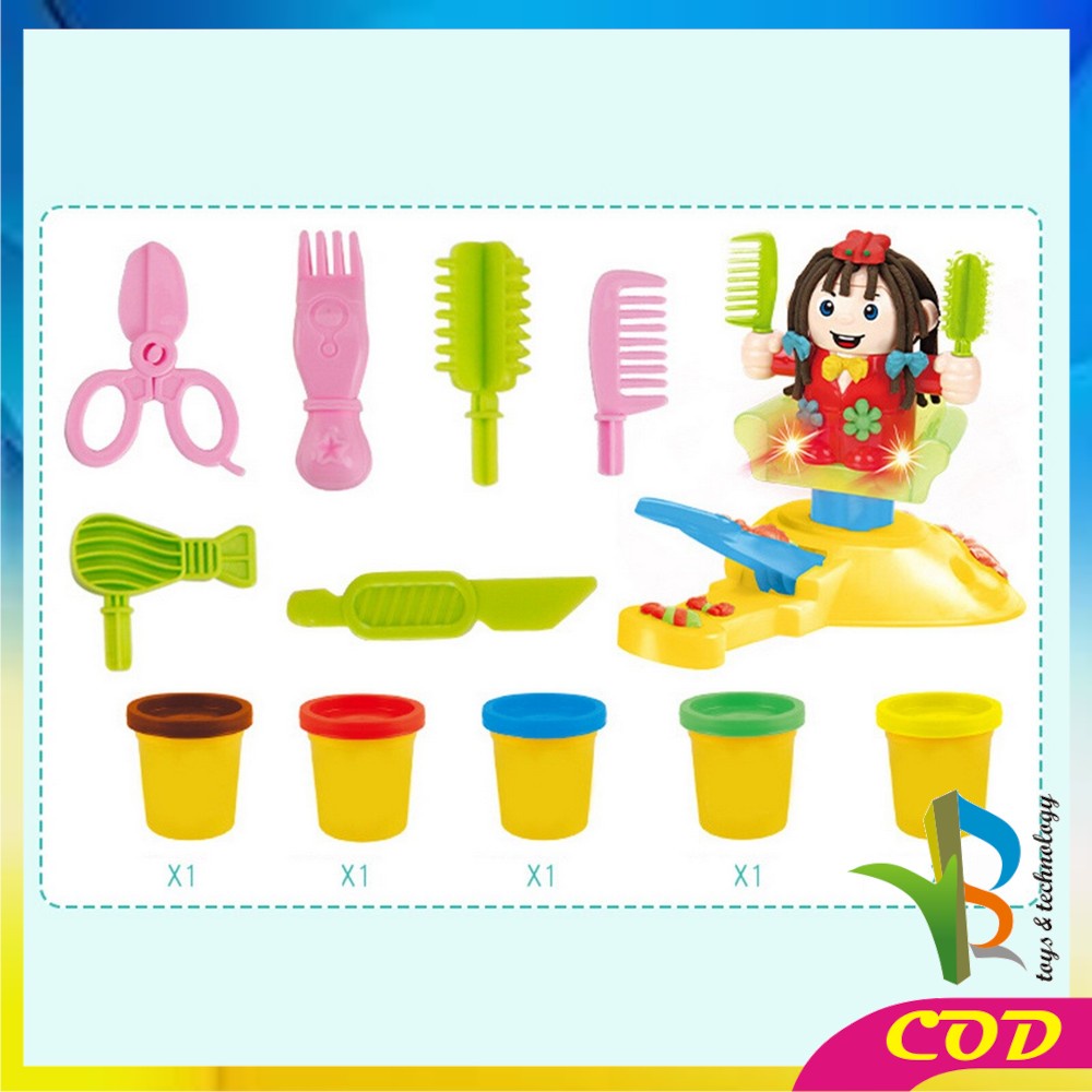 RB-M154 Mainan Anak Pangkas Rambut Salon Styling Club Mainan Pretend Play Barbershop Potong Rambut