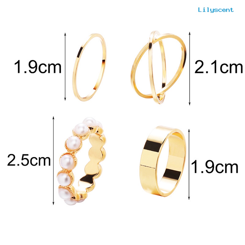 [LS]4Pcs Cincin Kawin Cincin Kawin Eye-catching Shiny Dress Up Tahan Lama Cincin Kilau Cerah Indah Untuk Pesta