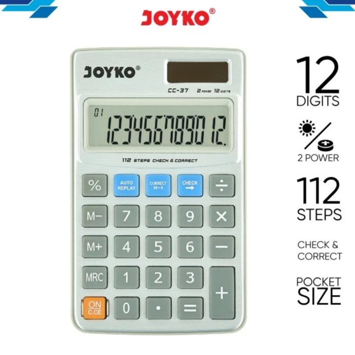 

TERBATAS Calculator Kalkulator Joyko CC-37 12 Digits Check Correct