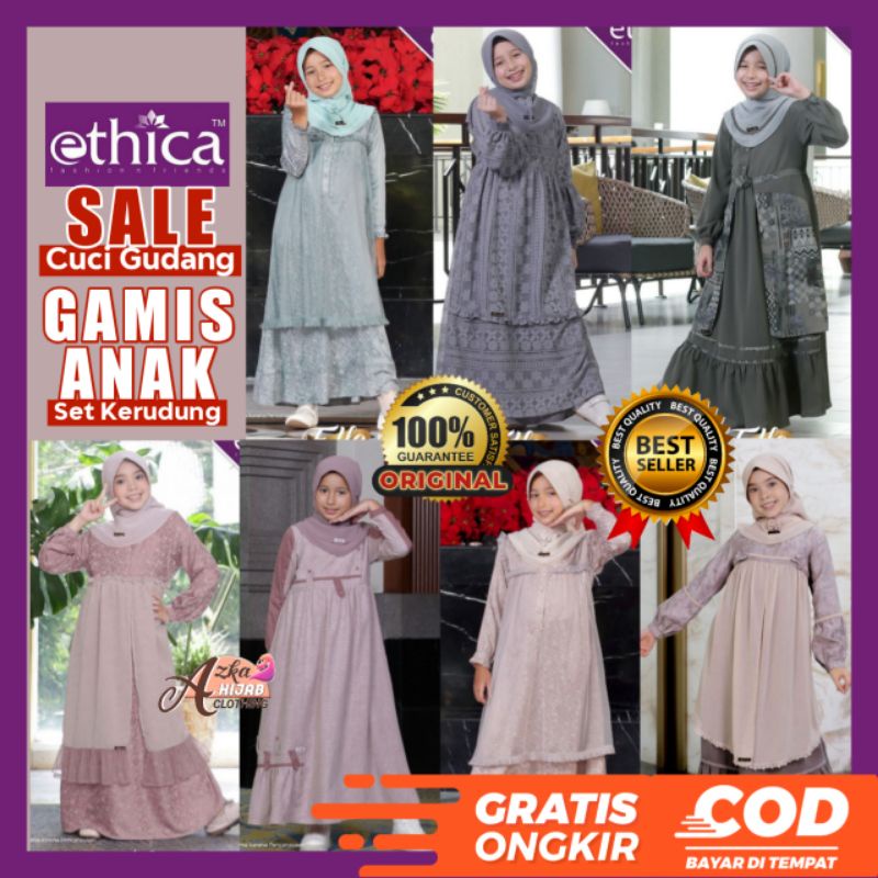 ETHICA CUCI GUDANG BAJU GAMIS ANAK SET JILBAB / BAJU MUSLIM ANAK PEREMPUAN / BAJU ANAK PEREMPUAN / B