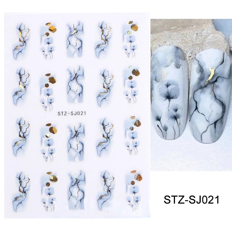 3d Stiker Kuku Emas Daun Kupu-Kupu Bunga Gadis Transfer DIY Kuku Decals Self Adhesive Sliders Manicure Dekorasi