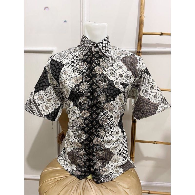 Realpict kemeja batik pria lengan pendek//kemeja batik pesta lengan pendek//batik kondangan//baju batik pria