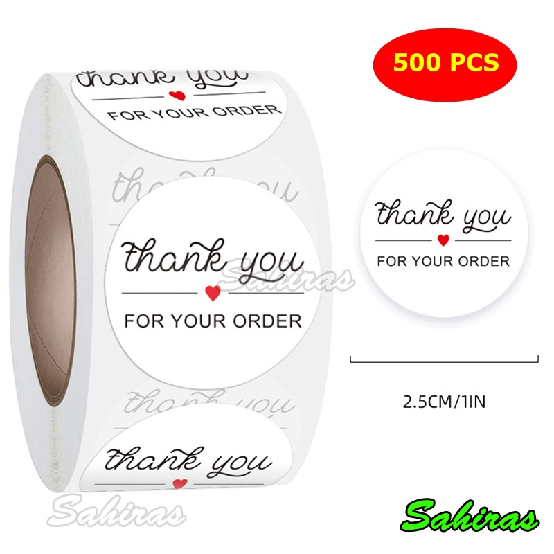 

500 PCS / Roll Stiker Thank You Label Terima Kasih Untuk Packing Paket