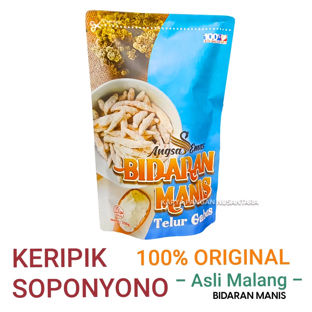 

BIDARAN MANIS SOPONYONO ANGSA EMAS ORIGINAL SNACK WIDARAN TELUR GABUS ASLI MALANG