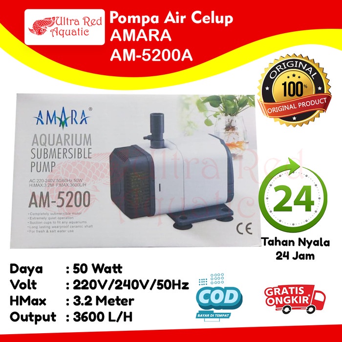 Pompa Air Celup Aquarium Kolam Amara AM-5200 AM 5200 AM5200 Hidroponik