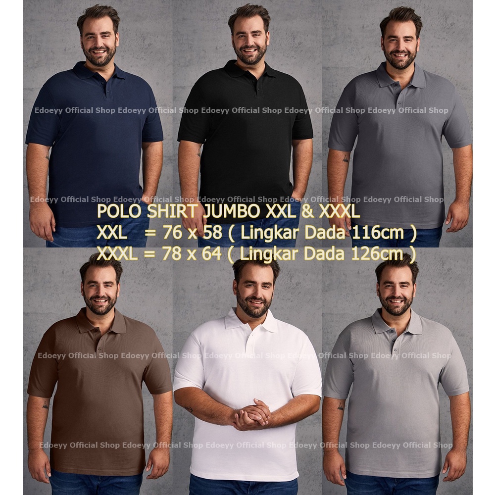 Kaos Polo Shirt Dewasa Jumbo - Baju Polo Big Size - Kaos Kerah Berkerah XXL XXXL