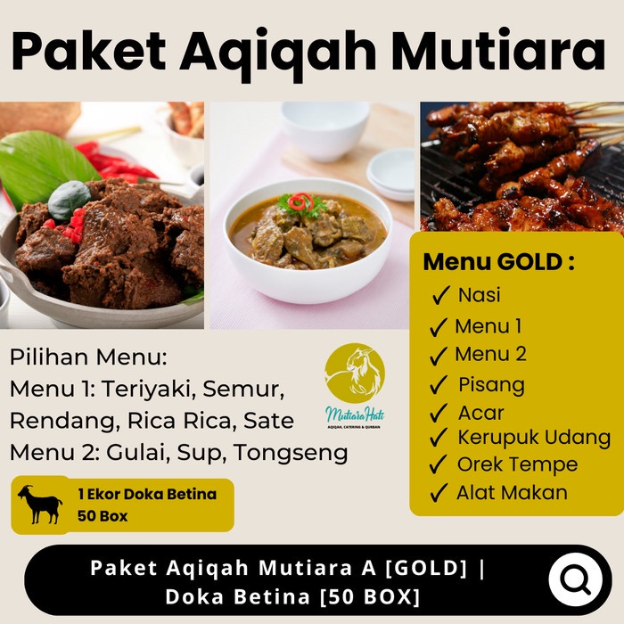 

Paket Aqiqah Murah Mutiara A [GOLD] | Doka Betina [50 BOX]