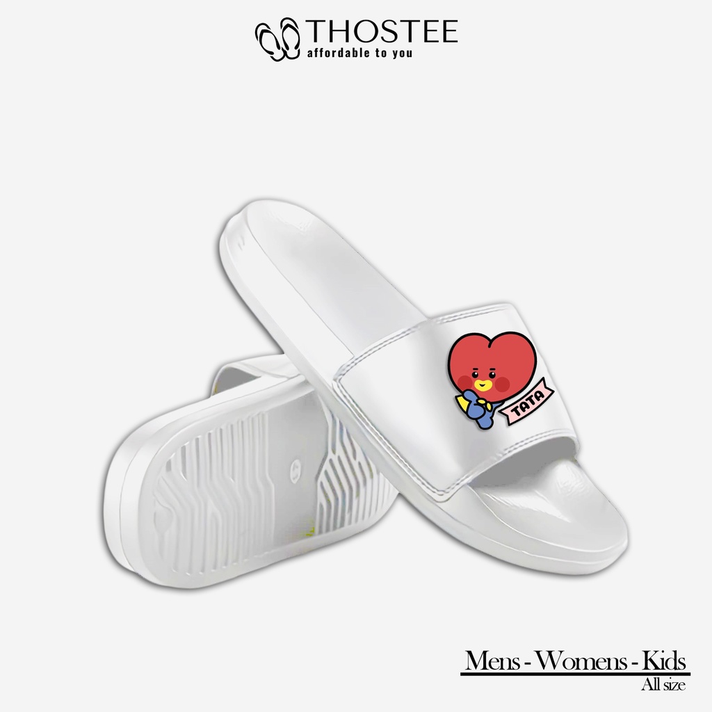 Sandal Slide White Phylon Design BT21 Tata Special Edition AioOfficial