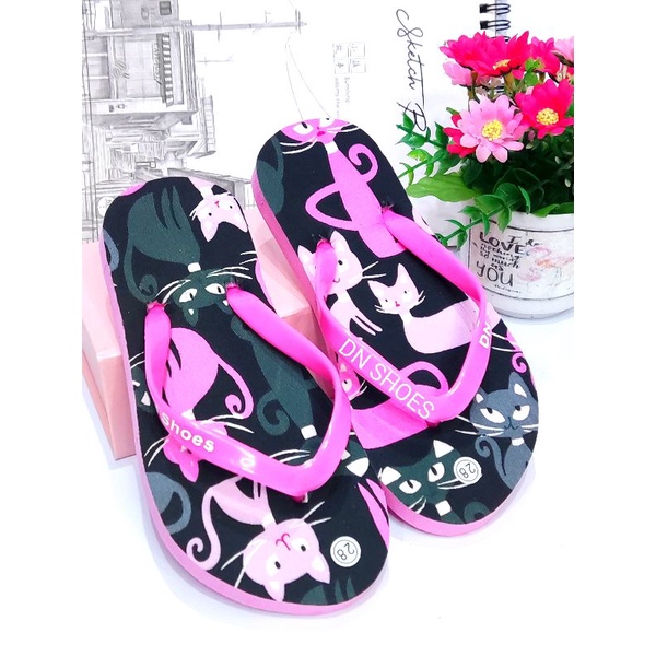 Sandal Anak Perempuan motif Kucing hitam