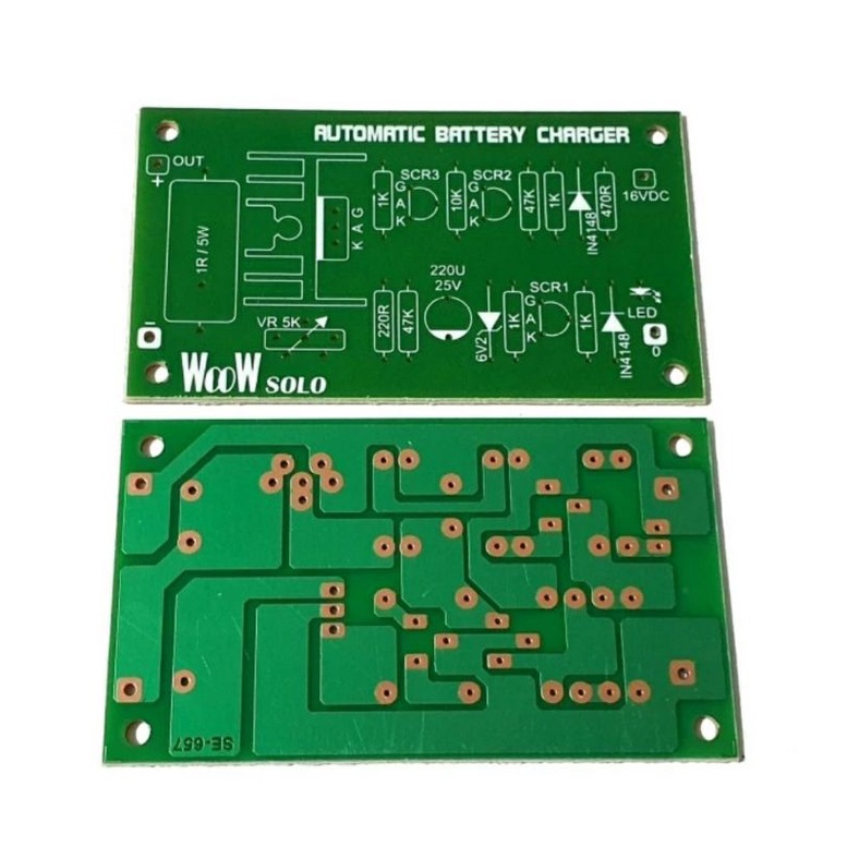 PCB Automatic Battery Charger-Charger Aki Otomatis SE657 Utk Aki 6V-12V-24V Menggunakan SCR
