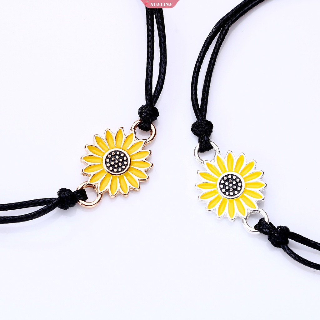 2 Pc Bunga Matahari Gelang Daisy Adjustable Anyaman Gelang Wanita Bangle Vintage Perhiasan Pasangan Gelang Persahabatan Keberuntungan Grosir [ZXL]