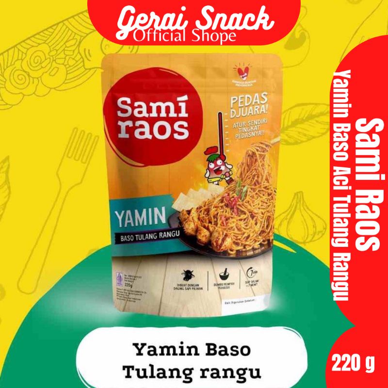 Mie Yamin  SAMI RAOS Sambel Geprek Extra Baso Aci Tulang Rangu 220 g