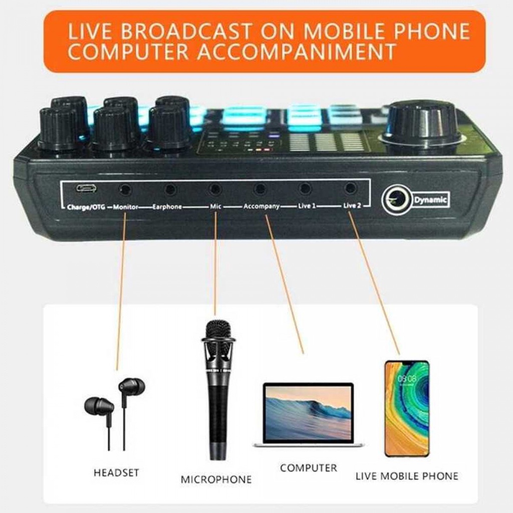 Crust Pro Mixer Sound Card Bluetooth Karaoke Portable Live Broadcast