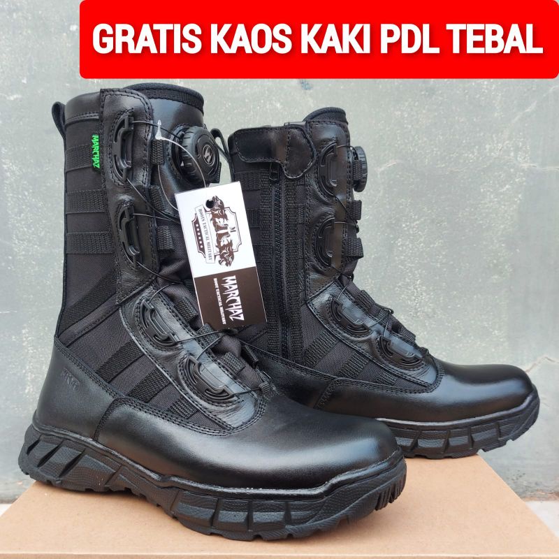 SEPATU PDL TALI PUTAR NINJA BAHAN KULIT SAPI ASLI MERK MARCHAZ SEPATU PDL DINAS LAPANGAN TNI POLRI SECURITY SATPAM