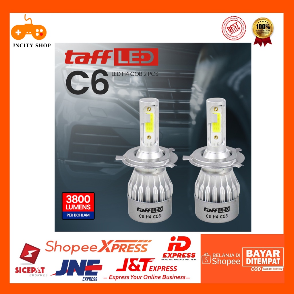 [ORIGINAL 100%] LAMPU MOBIL HEADLIGHT LED H4 COB 2PCS C6
