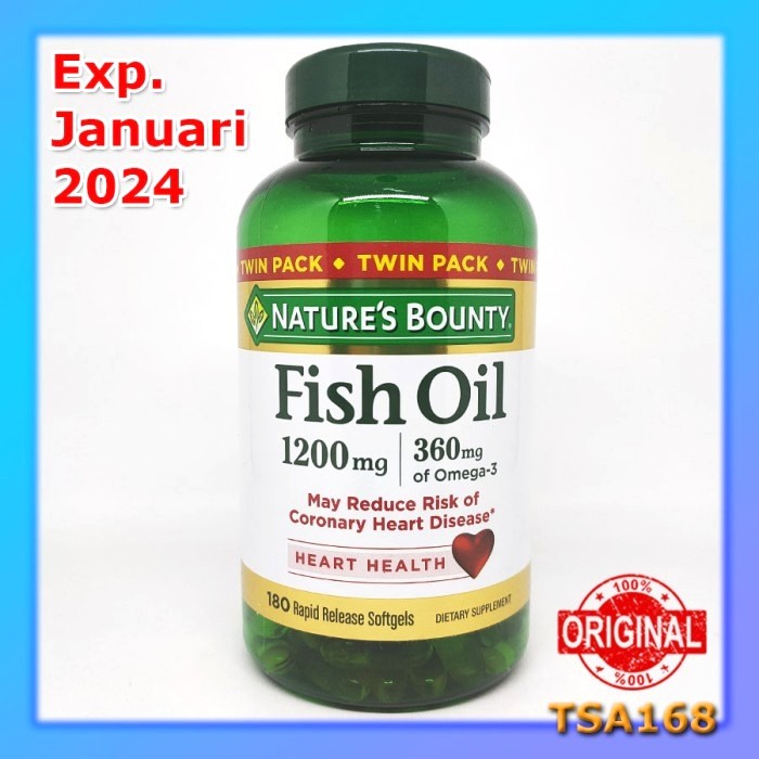 Nature Bounty Fish Oil 1200 mg Omega-3 360 mg 180 Softgel