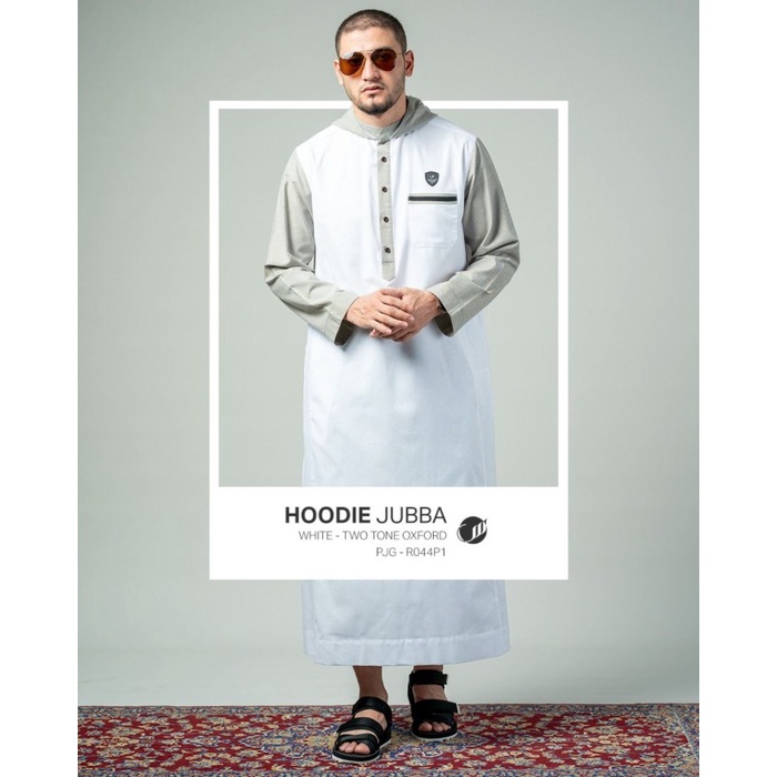 {FamilyStore} SAMASE Jubba Jubah Hoodie R044P Lengan Panjang Baju Gamis Muslim Pria - White M Berkua