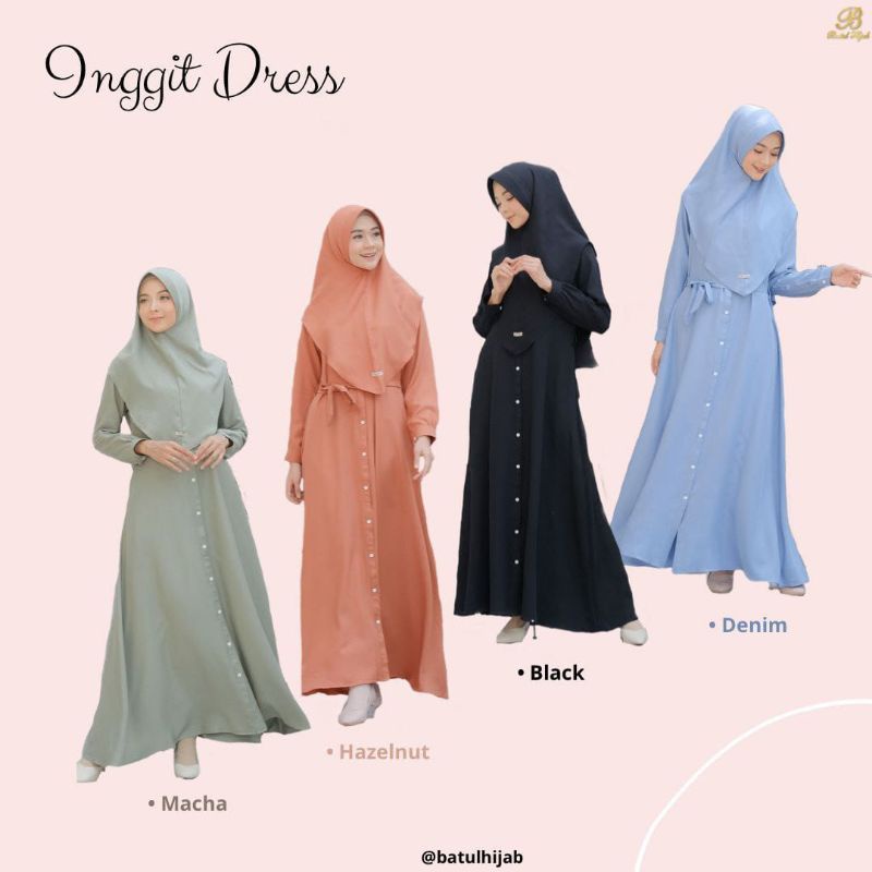 BATUL HIJAB / INGGIT DRESS / GAMIS POLOS / DRESS SYARI / GAMIS LEBARAN