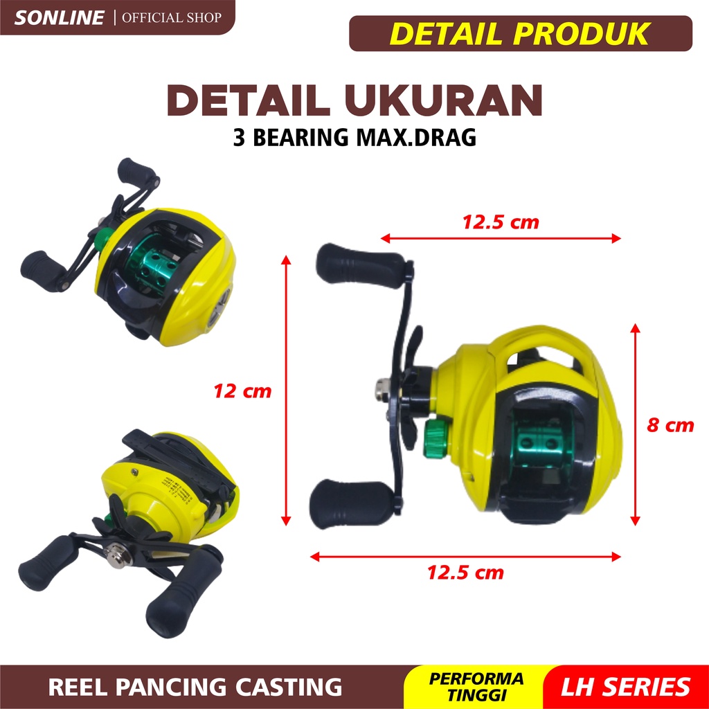 SONLINE Reel Pancing Premium Fishing Reel Baitcasting Reel Katrol Kerekan Fishing Reel LH - Putaran Kiri