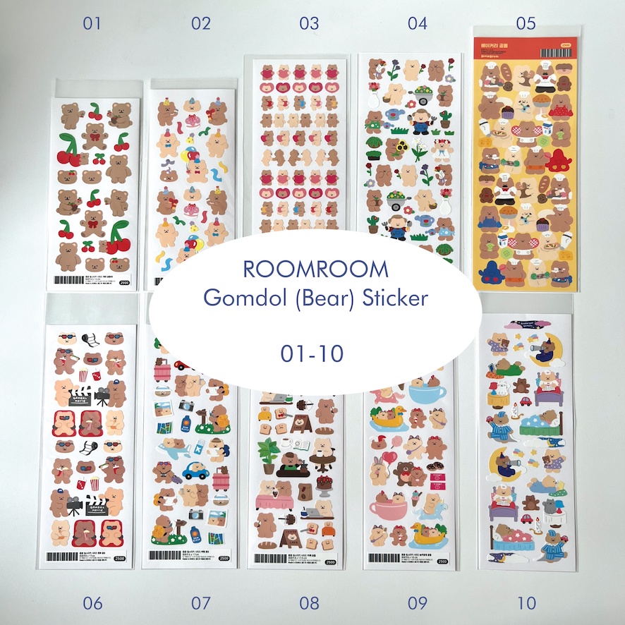 

ROOMROOM - Gomdol (Bear) Sticker 01-10 (Imported from Korea, Original)