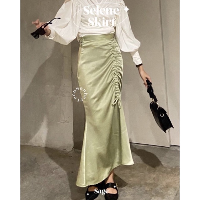 NEW Sage Green Satin Skirt