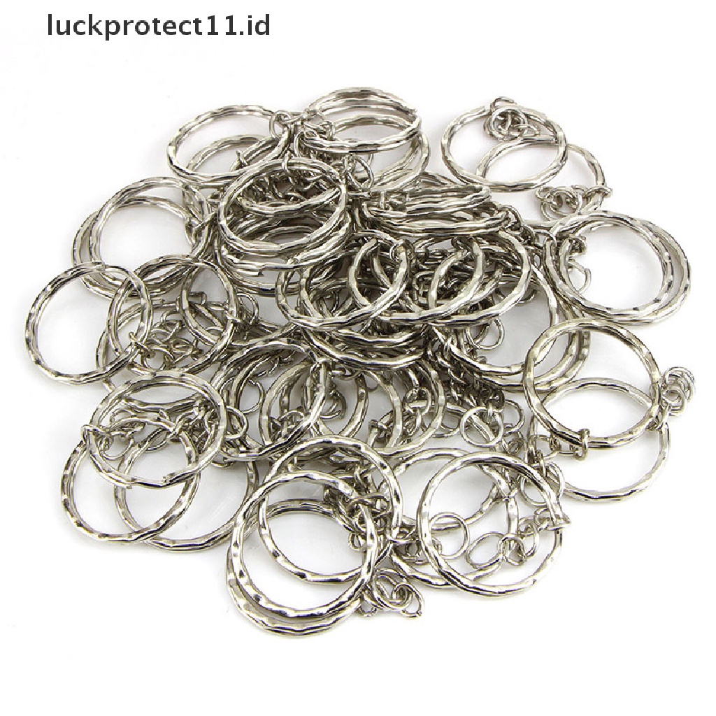 /Fashion Hot// Fashion// 50PCS DIY 25mm Dipoles Perak Keyring Gantungan Kunci Split Ring Pendek Rantai Kunci Ring.