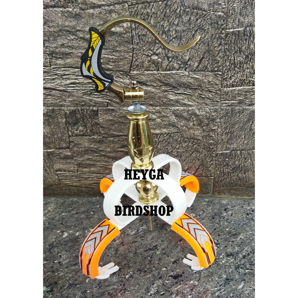 Full Set Cakram/Mahkota ORANGE Sangkar Burung Murai Lengkap dengan Gantungan Sangkar + Pion GOLD GAR