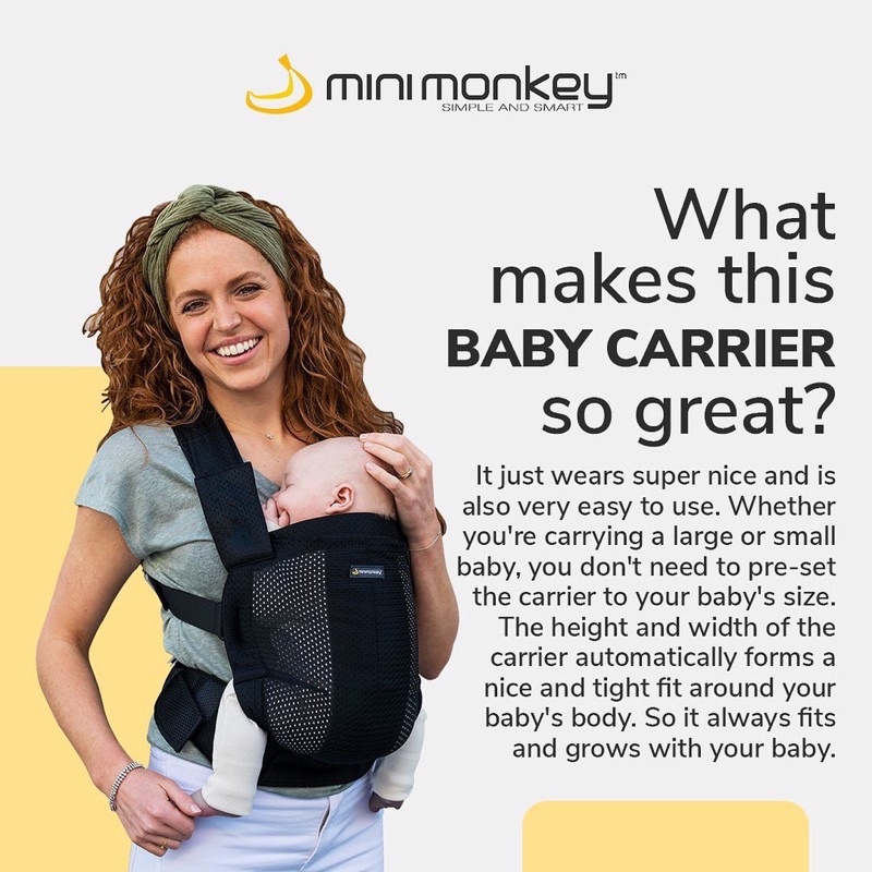 READY Mini Monkey Baby Carrier Soft Structured Carrier / Gendongan MiniMonkey