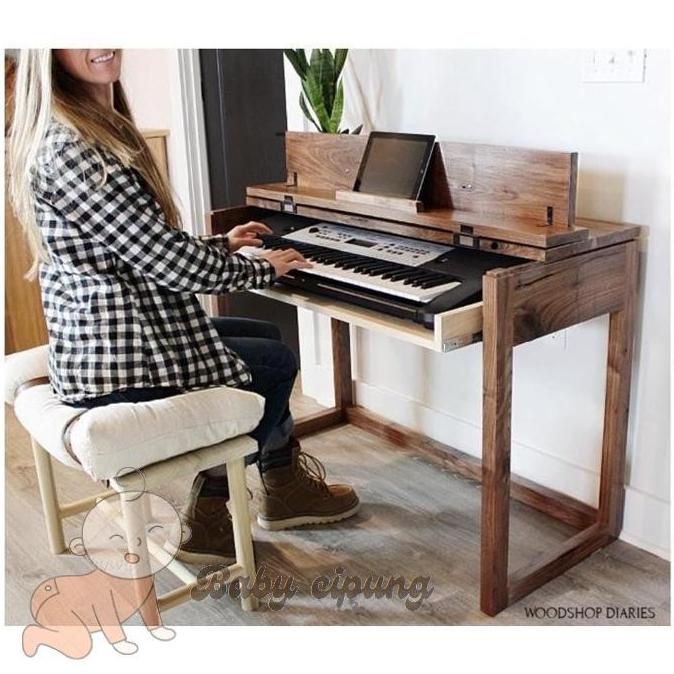 PIANO TABLE | MEJA PIANO | MEJA KEYBOARD KAYU JATI Berkualitas