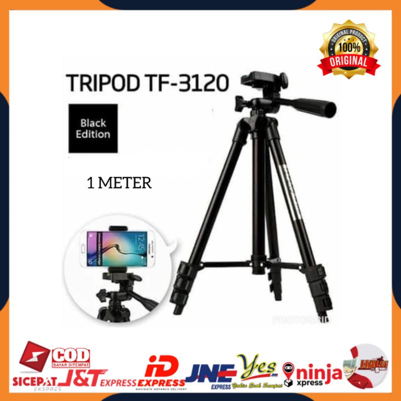 [COD] TRIPOD 3120 + HOLDER U BLACK EDITION 1 METER / TRIPOD HP CAMERA KAMERA FREE HOLDER 1M