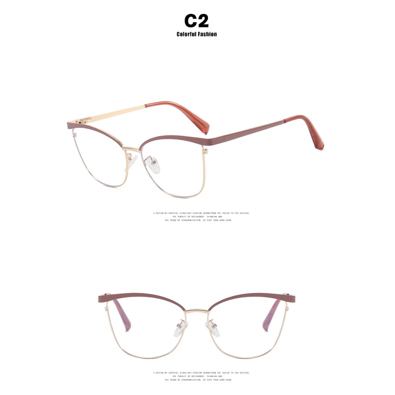 Kacamata Anti Radiasi Cat Eye Fashion Untuk Wanita Frame Metal