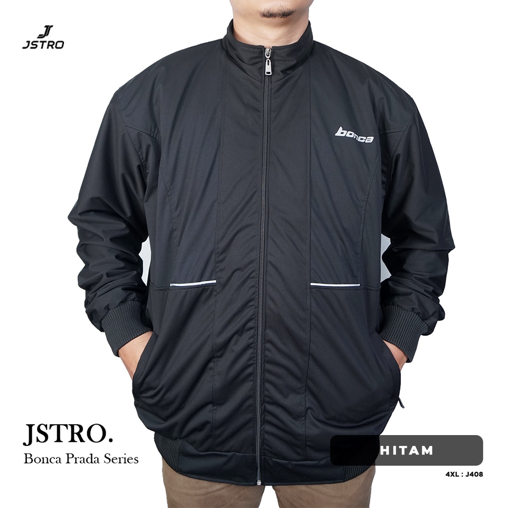 Jstro Jaket Motor Pria Prada Hitam Jumbo