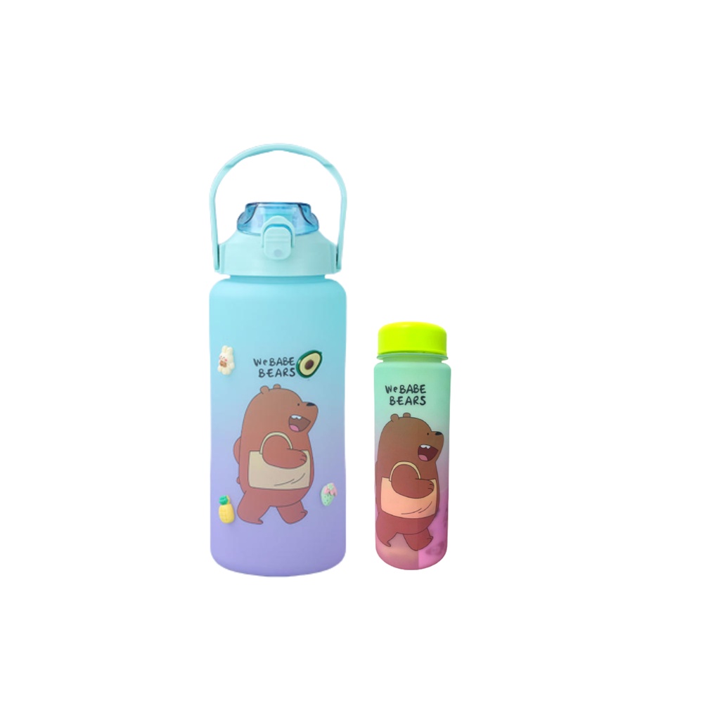 [ OBJ ] Botol Minum Gradasi 2000ML &amp; 1000ML Buy 1 Get 1 We Babe Bears / Botol Minum Viral Beranak