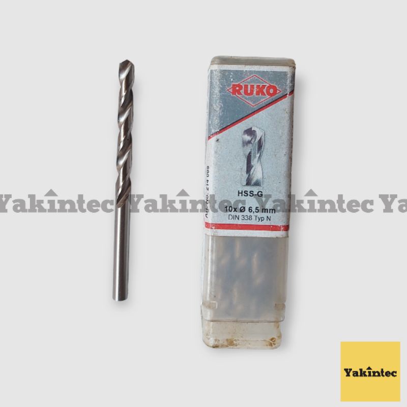 Mata Bor Twist Drill Besi & Kayu Original RUKO 6.5 mm DIN 338 HSS-Ground