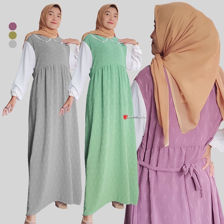 Gamis Crinkle Kringkel Rubiah LD 110 LD 98 Wanita Ibu Remaja Polos Baju Gamis Dewasa Kringkele Premi