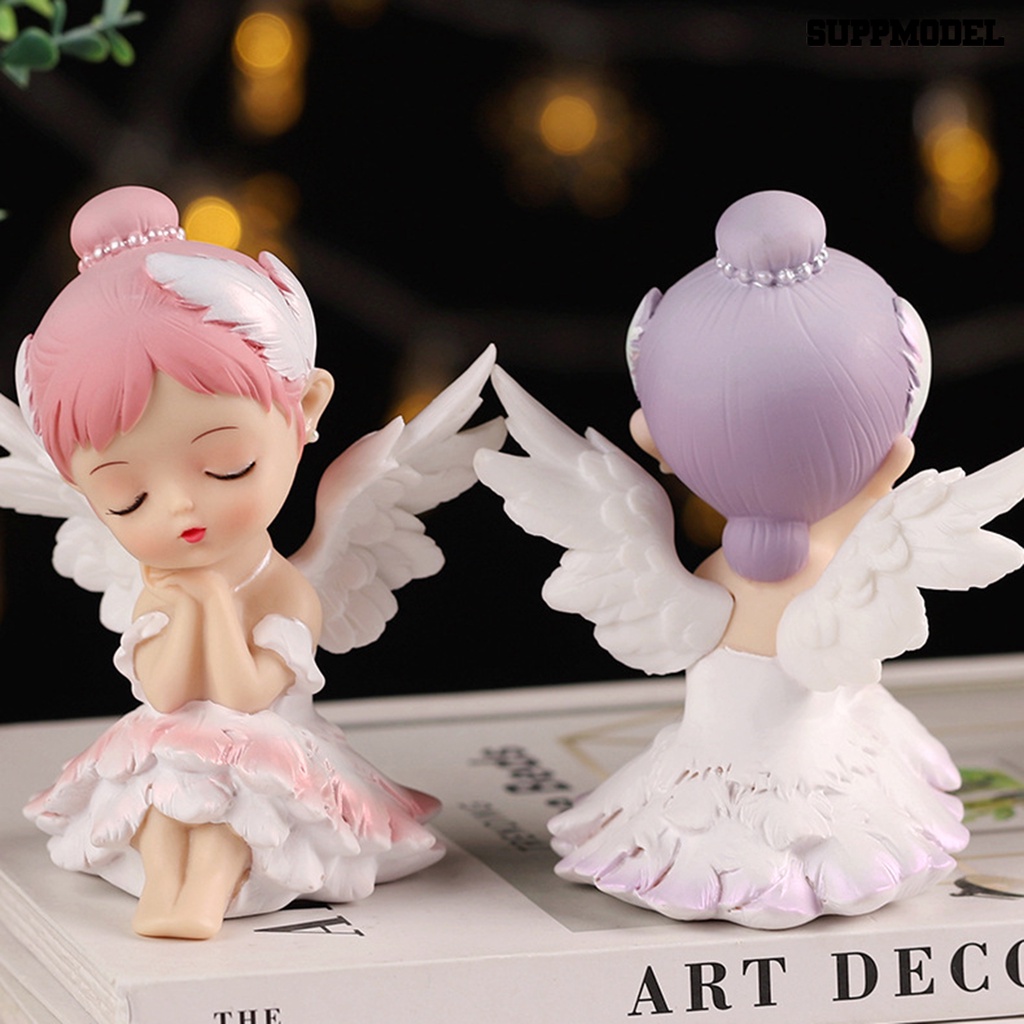 [Dekorasi] Patung Gadis Realistis Kartun Ornamen Mobil Mini Patung Malaikat Dekorasi Rumah