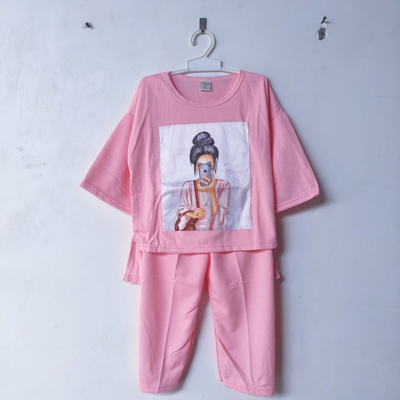 Setelan Oversize SLEBEW viral 3 4 5 6 7 8 9 10 tahun baju anak cewek perempuan terbaru Fatonah Shop pom pom ( SETELAN slebew GirLsJAPAN )