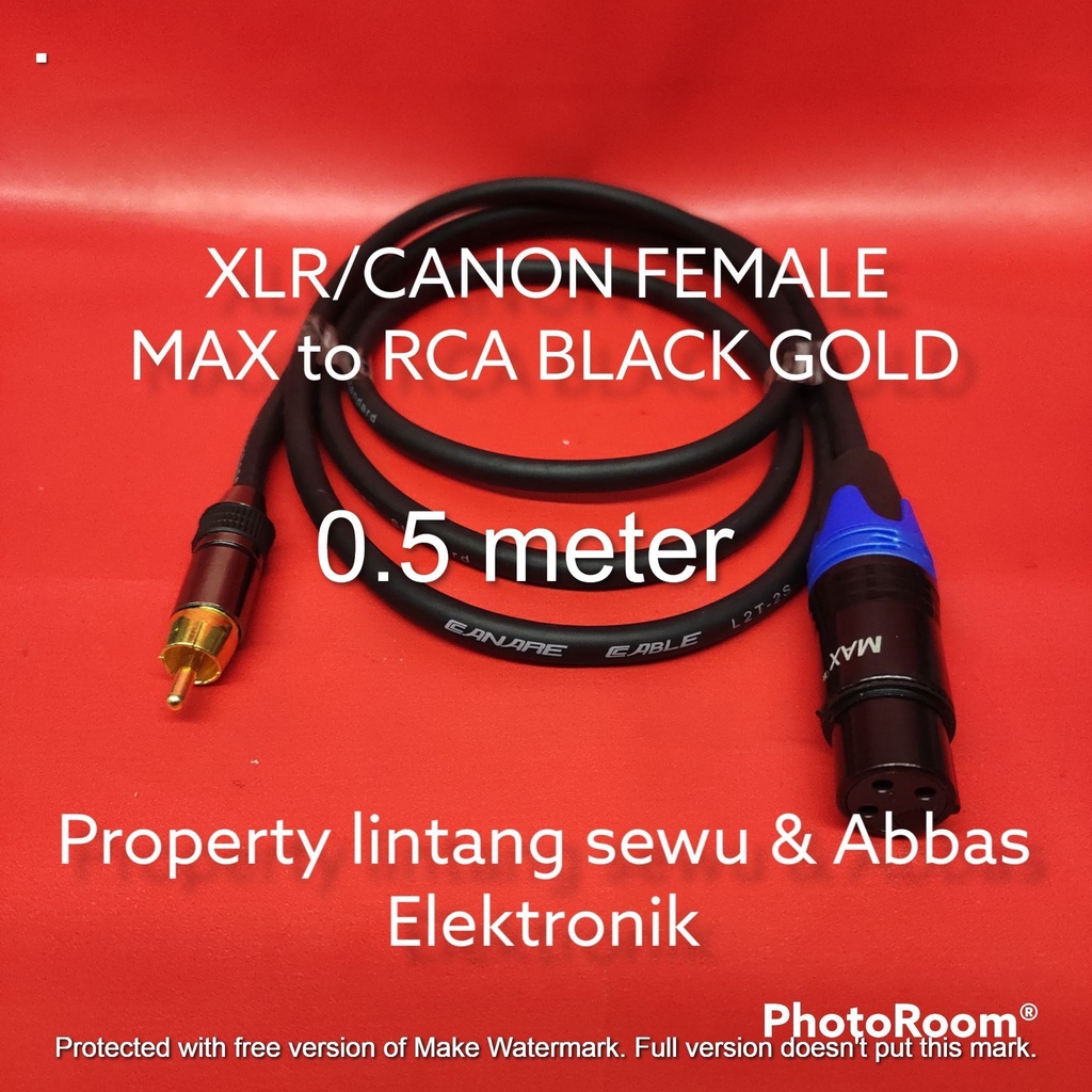 KABEL JEK RCA BLACK GOLD TO XLR CANON FEMALE MAX 0.5 METER