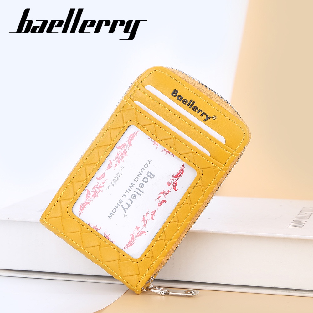 ORIGINAL IMPOR BAELLERRY N8103 DOMPET KARTU DAN UANG MINI RFID MOTIF ANYAM