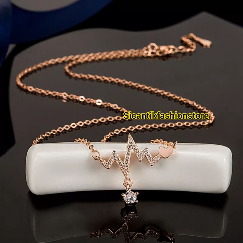 KALUNG TITANIUM WANITA LIONTIN DENYUT ASLI TITANIUM TRENDING ANTI KARAT SELAMANYA KALUNG TITANIUM FASHION STYLE WANITA KOREA PERHIASAN WANITA LAPIS EMAS PUTIH 925 ANTI KARAT SELAMANYA