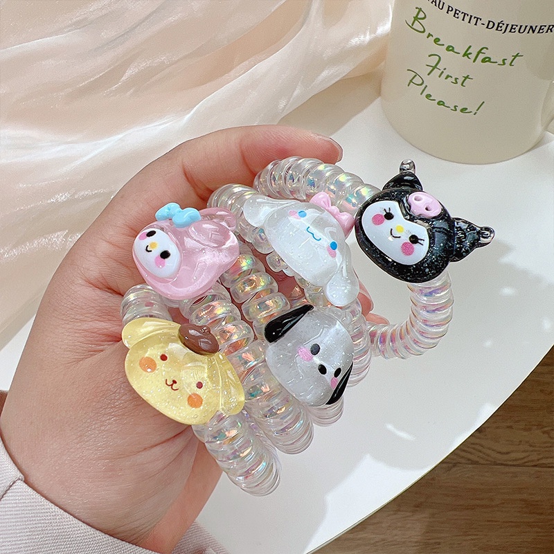 Sanrio Ikat Rambut Model Kabel Telepon Warna Permen Macaron Untuk Anak Perempuan