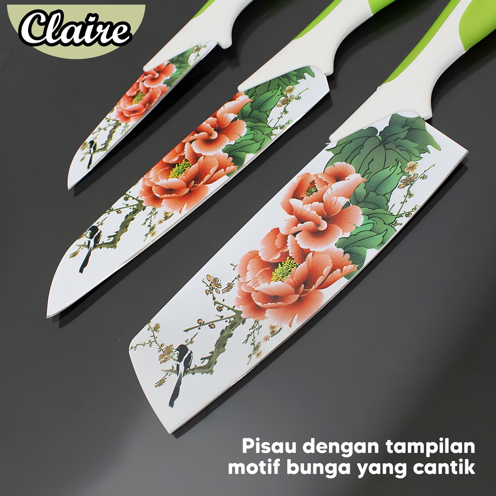 Pisau Set 5 Pcs Motif Bunga / Pisau Set