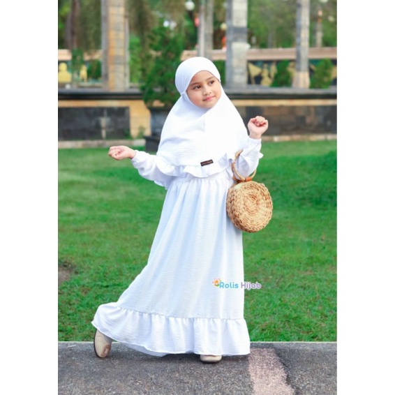 Gamis Putih gamis manasik Anak gamis anak perempuan stelan anak gamis harian gamis muslim pakaian anak perempuan anak gamis putih anak usia 4 -10 thn