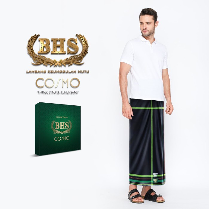 Sarung BHS Cosmo Gold Motif PPB Hitam Hijau