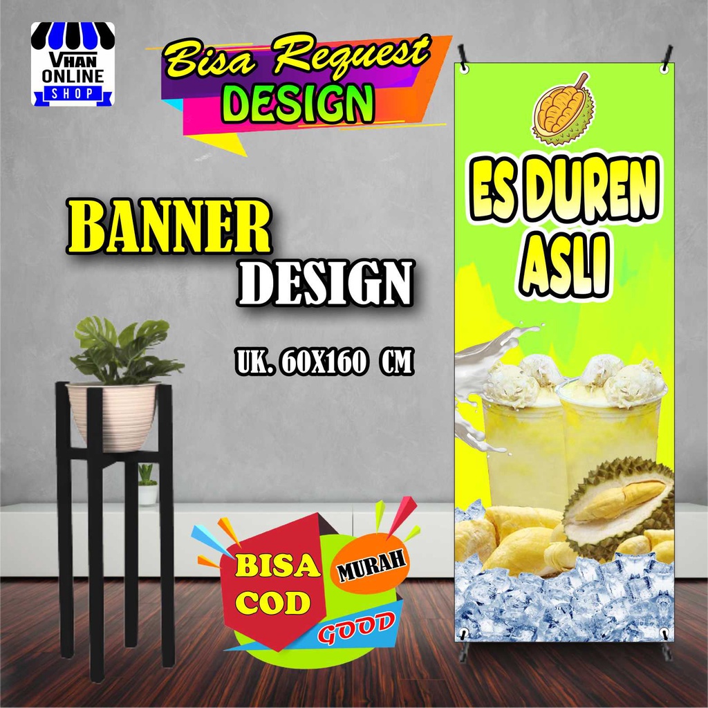 Spanduk Banner Jualan Durian Kocok, Es Durian, Es Duren, Murah Bagus