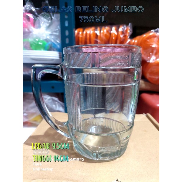 Gelas beling Jumbo 750ml / gelas mug besar beling tebal foodgrade