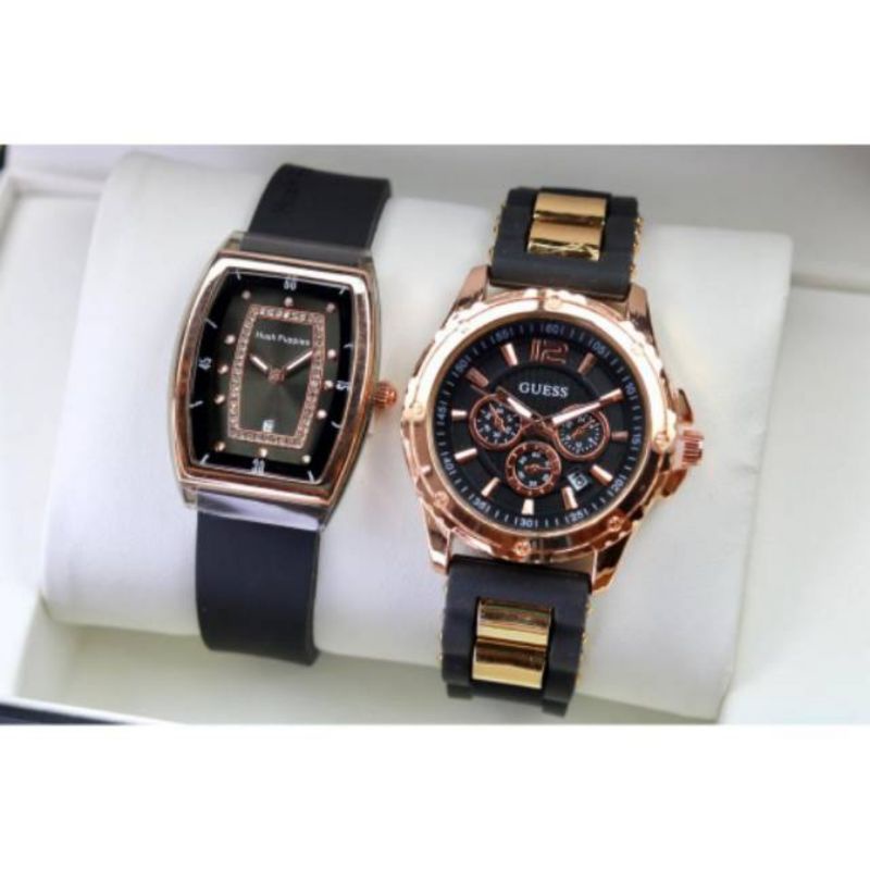 (Terima.Cod)Jam Tangan Buy 1 Get 1 Gues Ring Rose+Oval Tanggal Aktif Strap Rubber/Karet(Dikirim Jakarta)