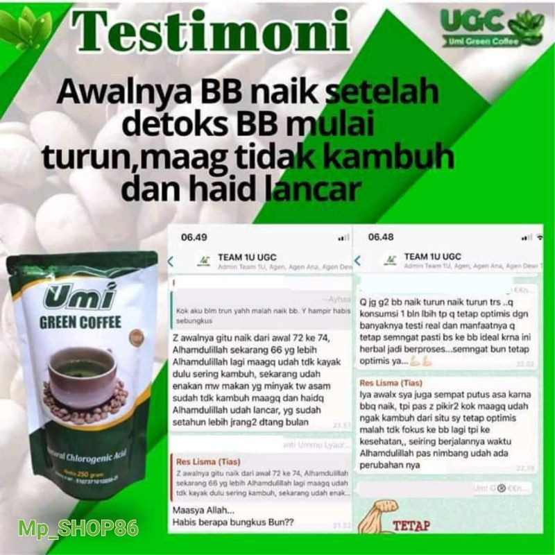 

Umi Green Coffee Original 100% Asli Herbal UGC