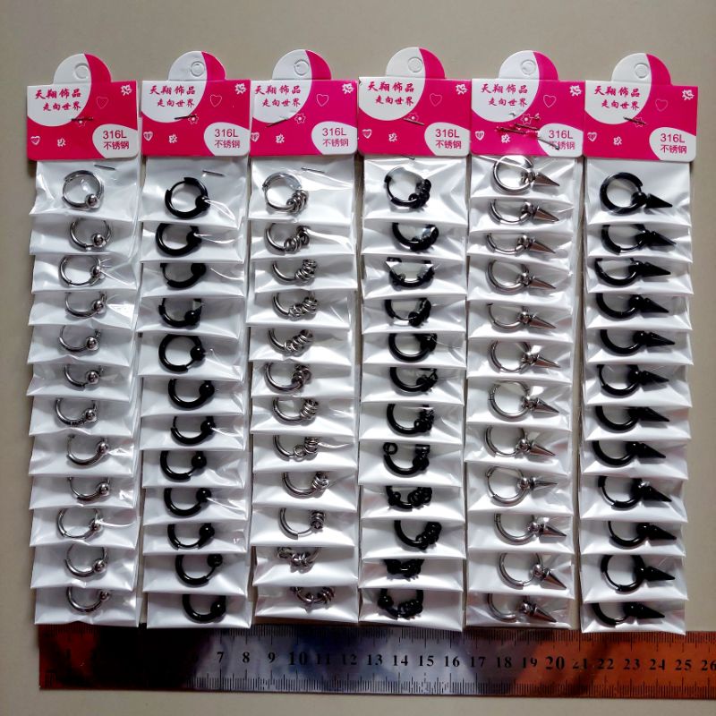 Anting Titanium Hip-Hop KPOP BTS Ring Hoops Per Lusin 12pcs Grosir