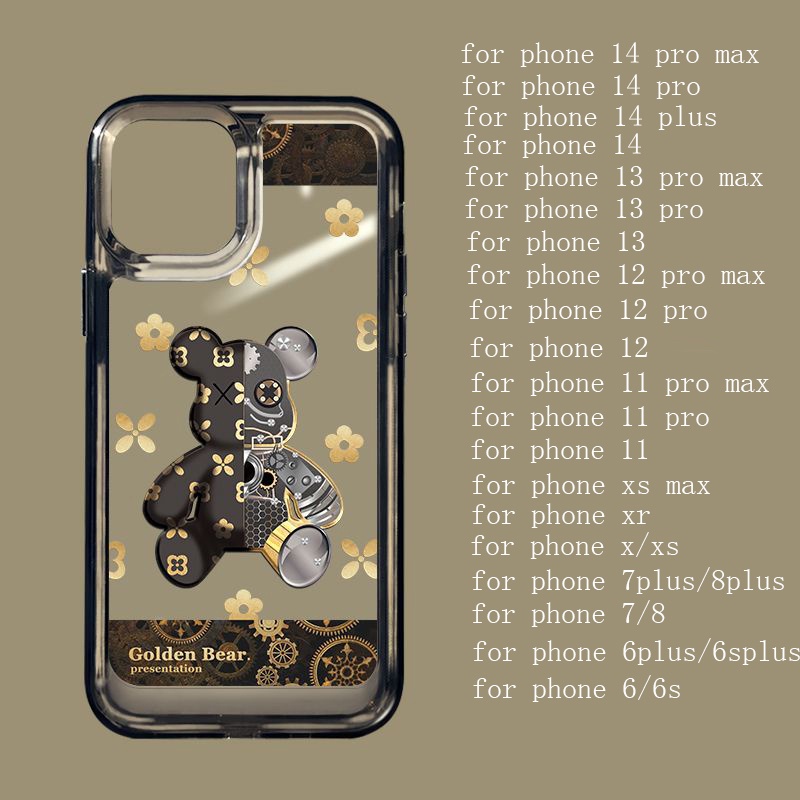 IPHONE Powr Bear Soft Phone Case Lucu Kompatibel Untuk Iphone11 14 13 12 Pro XS Max X XR Casing Tahan Guncangan7 8 6 6S Plus Cover TPU Transparan